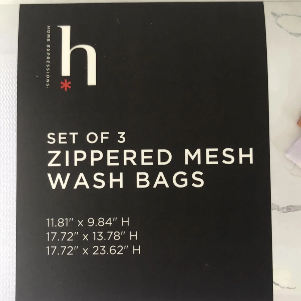 Home Expressions 3 zippered mesh wash bags white